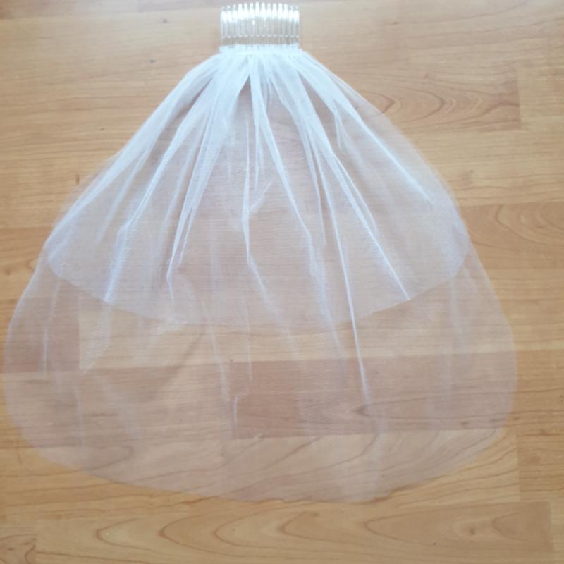 FTY57 - 2 rétegű, szegetlen, Hófehér MINI menyasszonyi fátyol 30/50x50cm