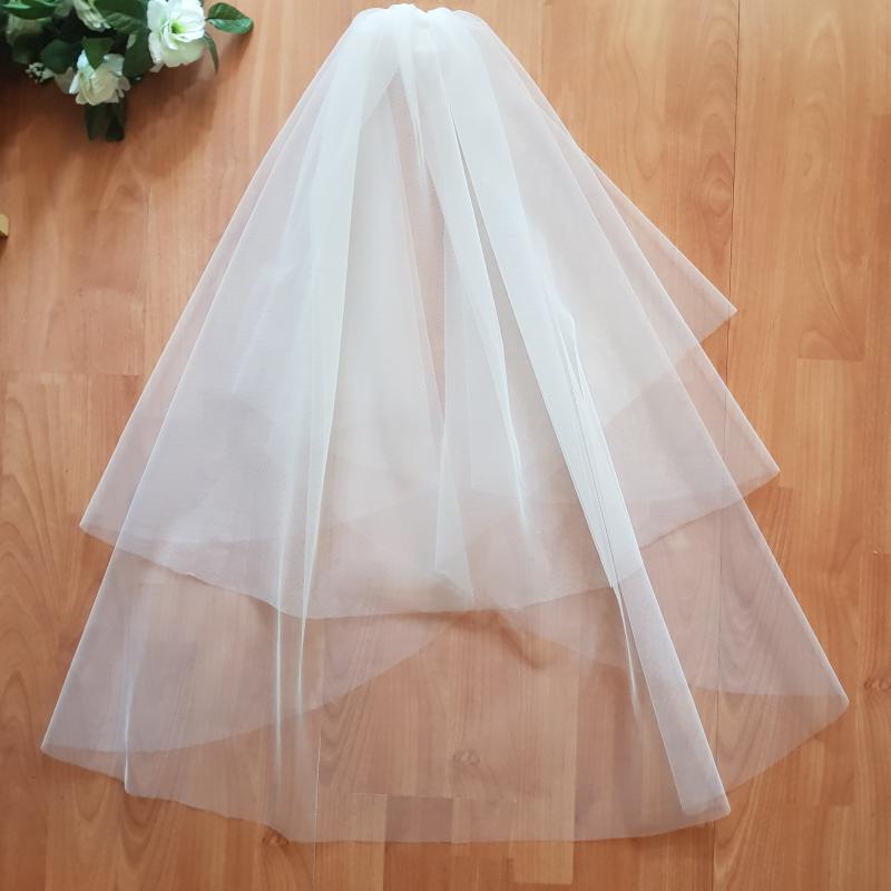 FTY77 - 2 rétegű, szegetlen, Ekrü menyasszonyi fátyol 50/70x150cm