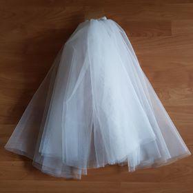 FTY91 - 2 rétegű, szegetlen, Hófehér DÚS menyasszonyi fátyol 60/60x300cm