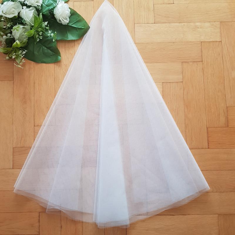 FTY95 - 1 rétegű, szegetlen, Hófehér menyasszonyi körfátyol 140cm