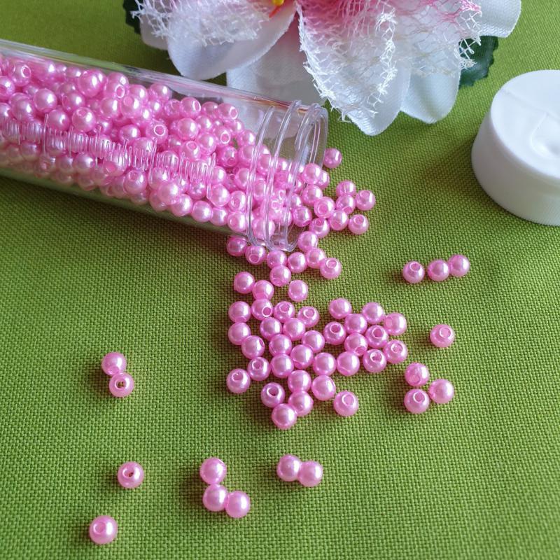GYÖ13 - Műanyag gyöngyök tégelyben - rózsaszín
