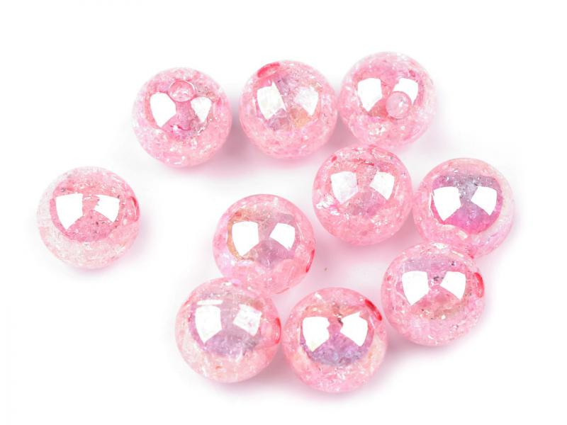 GYÖ16 - Műanyag gyöngyök AB fényes hatással Ø17 mm - rózsaszín