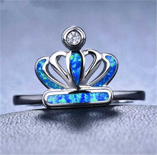 GYR17 - Kék színű tűzzománccal díszített, strasszköves korona alakú gyűrű
