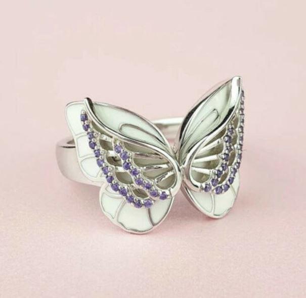 GYR36 – Strasszköves Tűzzománcos dupla pillangós acél gyűrű