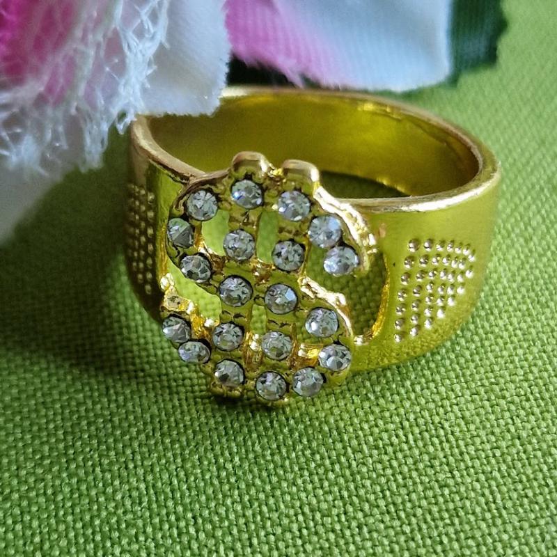 GYR51 - $ jeles strasszköves arany színű gyűrű