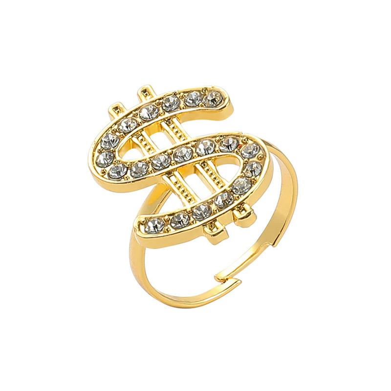 GYR62 - $ jeles strasszköves arany színű gyűrű állítható