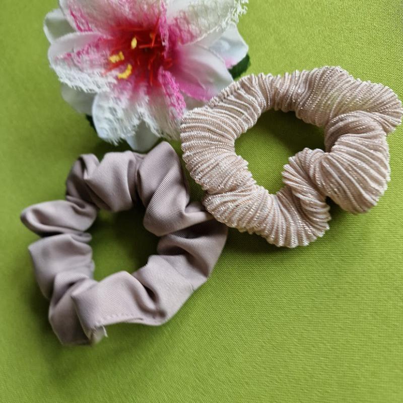 HAD179 - Hajgumi scrunchie - arany és kávébarna