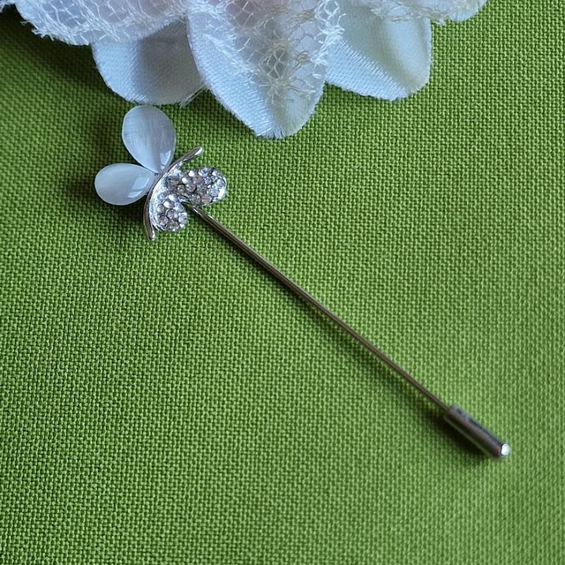 Hajtókatű, kitűző HAT02 - Strasszköves macskaszemes pillangó 17x70mm