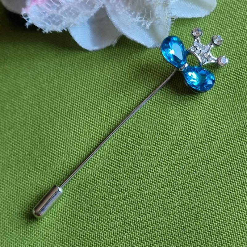 Hajtókatű, kitűző HAT05 - Strasszköves Kék korona 20x75mm