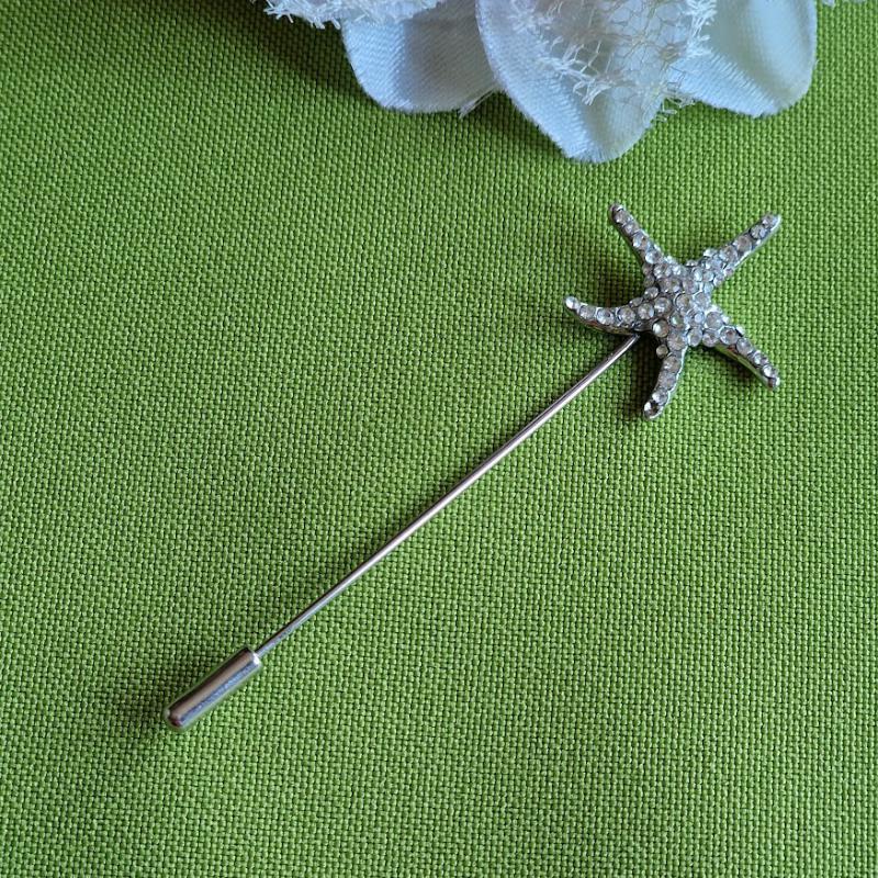 Hajtókatű, kitűző HAT07 - Strasszköves tengeri csillag 25x75mm