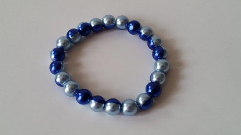 KAR07 - Kék tekla gyönygyös rugalmas karkötő, karperec