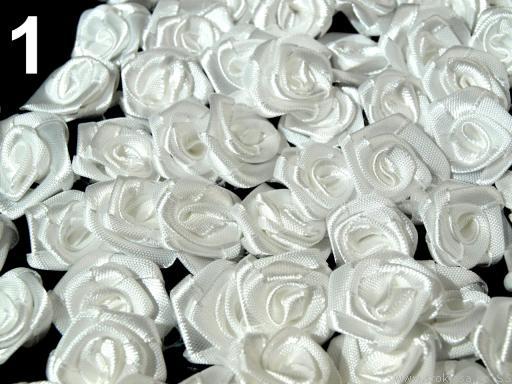 Kb 12mm-es Szatén rózsa virág - fehér