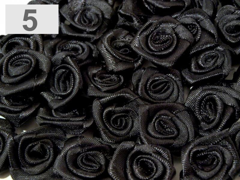 Kb 12mm-es Szatén rózsa virág - fekete