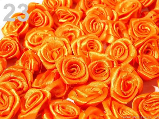 Kb 12mm-es Szatén rózsa virág - narancssárga