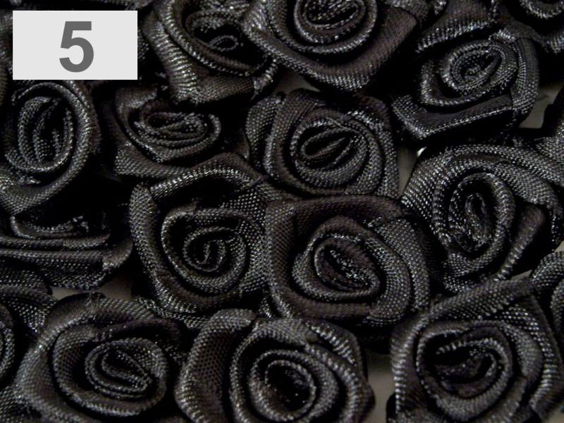 Kb. 15mm-es Szatén rózsa, virág - fekete