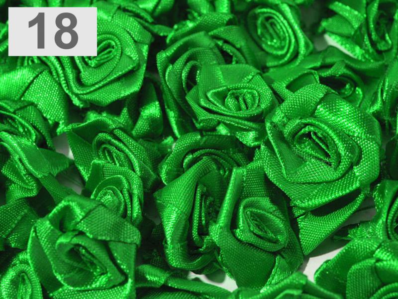 Kb. 15mm-es Szatén rózsa, virág - fűzöld