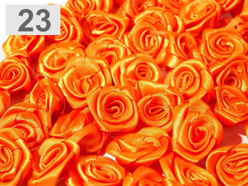 Kb. 15mm-es Szatén rózsa, virág - narancssárga