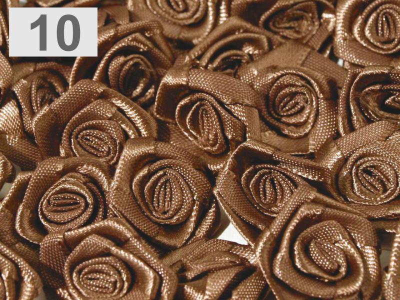 Kb. 20mm-es Szatén rózsa, virág - kávé barna