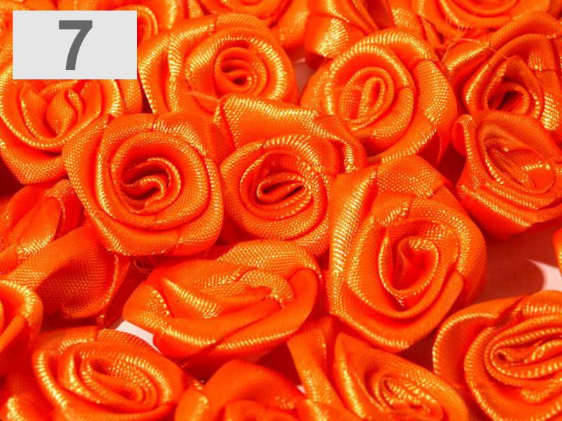 Kb. 20mm-es Szatén rózsa, virág - narancssárga