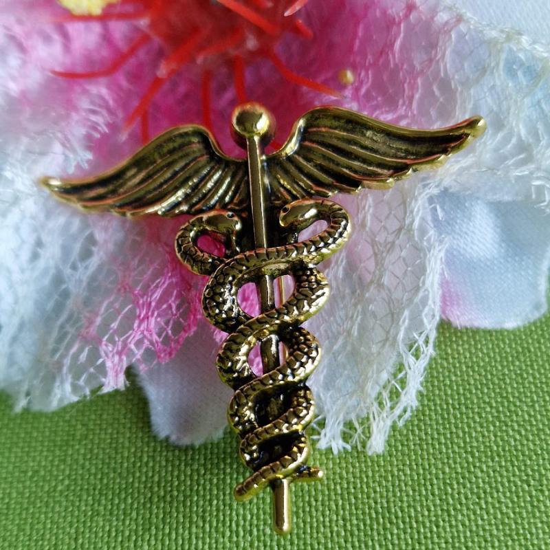 Kitűző, Bross BRO260B - Caduceus avagy Hermész botja