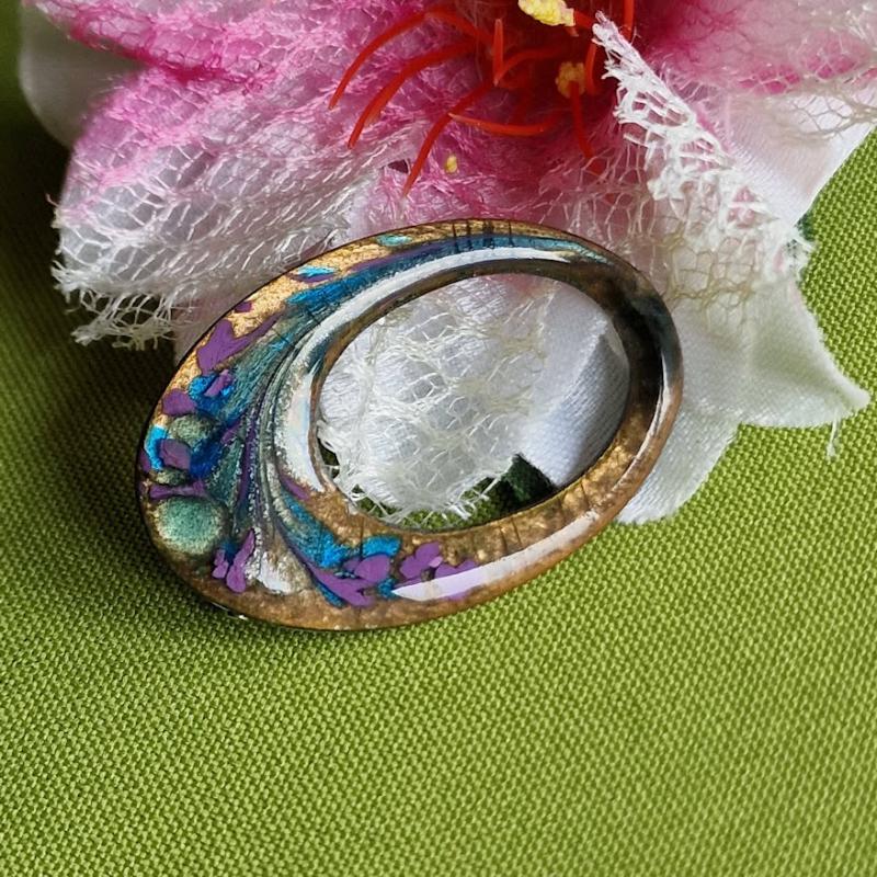 Kitűző, bross BRO432 - Üvegfestékkel készült oális 35x45mm