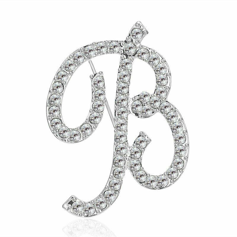 Kitűző, bross BRO56 - Strasszköves B betű 33x50mm