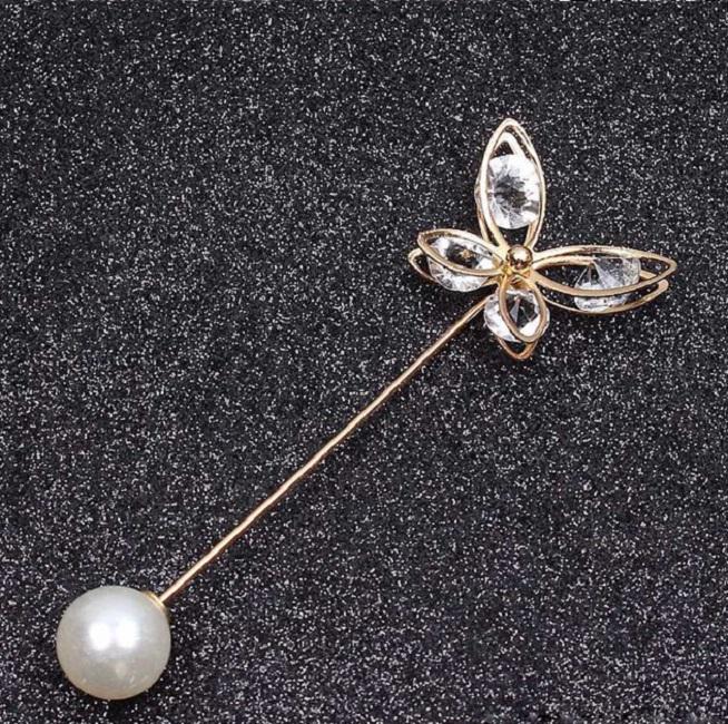 Kitűző, bross BRO80 -  Gyöngyös pillangós hajtókatű 20x80mm