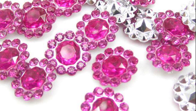 MAD03 - 11mm-es pink köves műanyag gyöngy