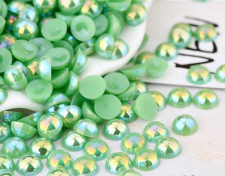 MAD20 - Scrapbooking AB zöld színű félgyöngy 8mm