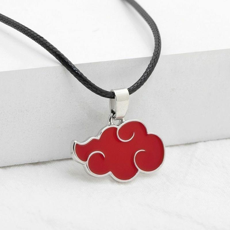 NYM35 - Tűzzománcos Akatsuki felhő medál viaszolt zsinóron - Naruto Anime