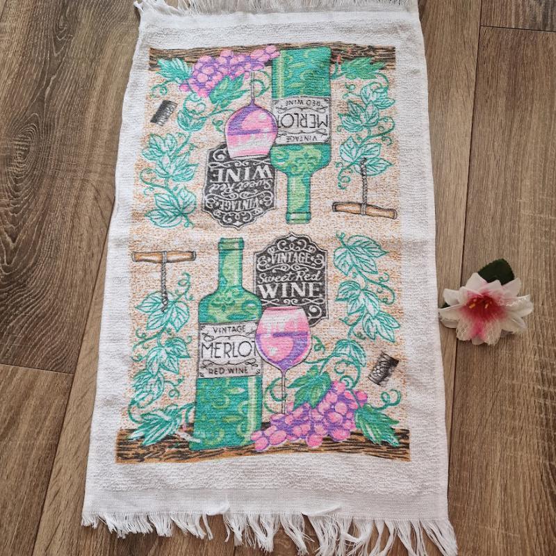 OTT116 -  Nyomott mintás frottír pamut konyharuha, törlőkendő - boros