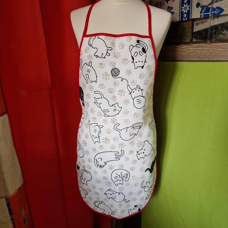 OTT36 - Cica mintás pamut konyhai kötény