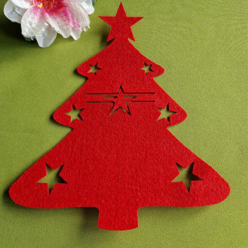 OTT89.1 - Fenyőfa alakú filc evőeszköztartó - piros havas forma