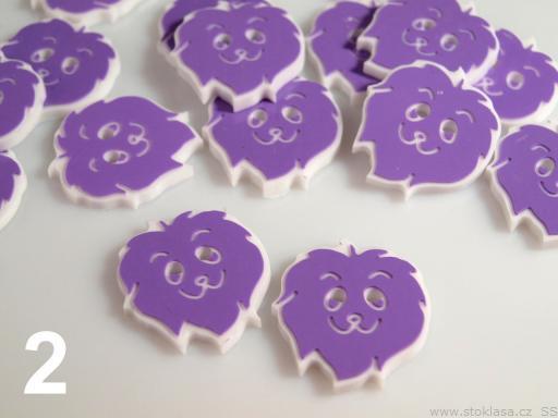 RÖV02 - Oroszlánfej alakú Levendula lila színű gomb 18mm