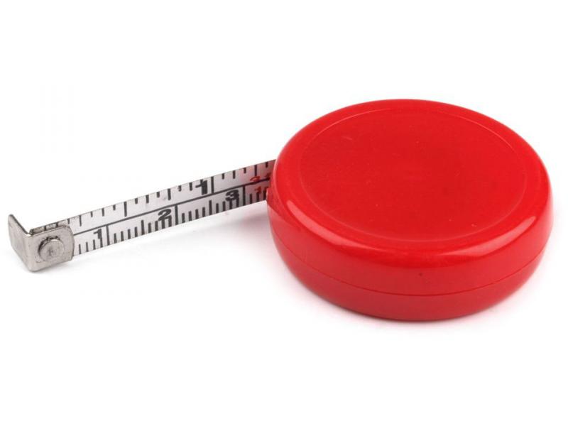 Röv06 - Öntekerős mérőszalag, szabócenti tokban - piros