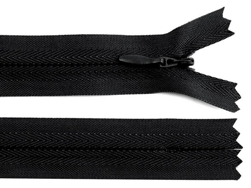 RÖV61 - 25cm-es Spirálos cipzár - fekete