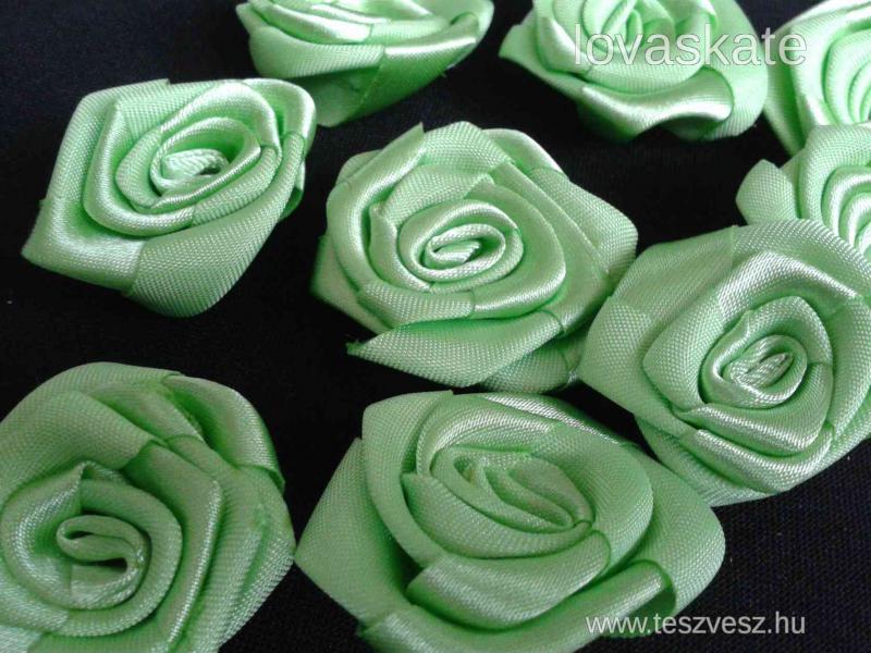 Szatén rózsa 20mm átmérőjű - világoszöld