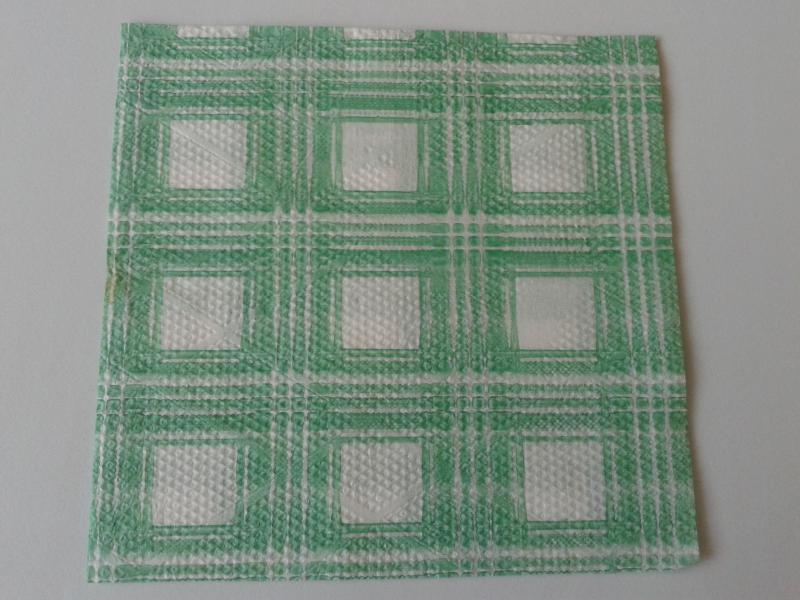 SZV119 Dekoupage - Zöld kockás 1 rétegű szalvéta