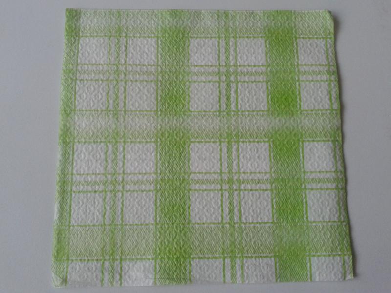 SZV122 Dekoupage - Zöld kockás 1 rétegű koktél szalvéta