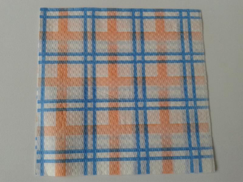 SZV186 Dekoupage - Kék és narancs kockás 1 rétegű szalvéta