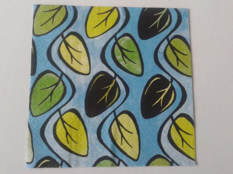 SZV25 Dekoupage - Kék alapon leveles ágak 3 rétegű szalvéta