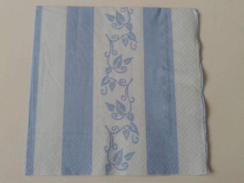 SZV30 Dekoupage - Inda minta kék csíkos alapon 3 rétegű szalvéta