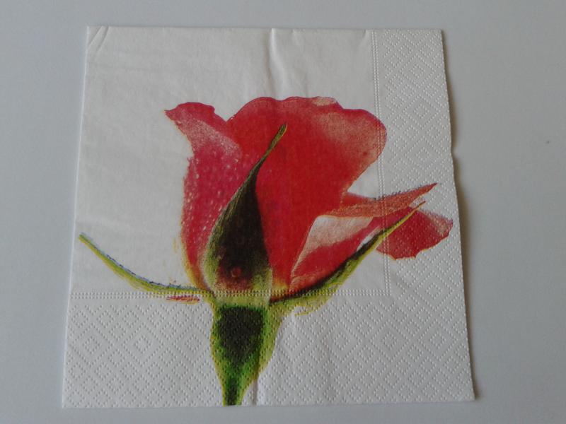 SZV36 Dekoupage - Megpattant rózsabimbó 3 rétegű szalvéta