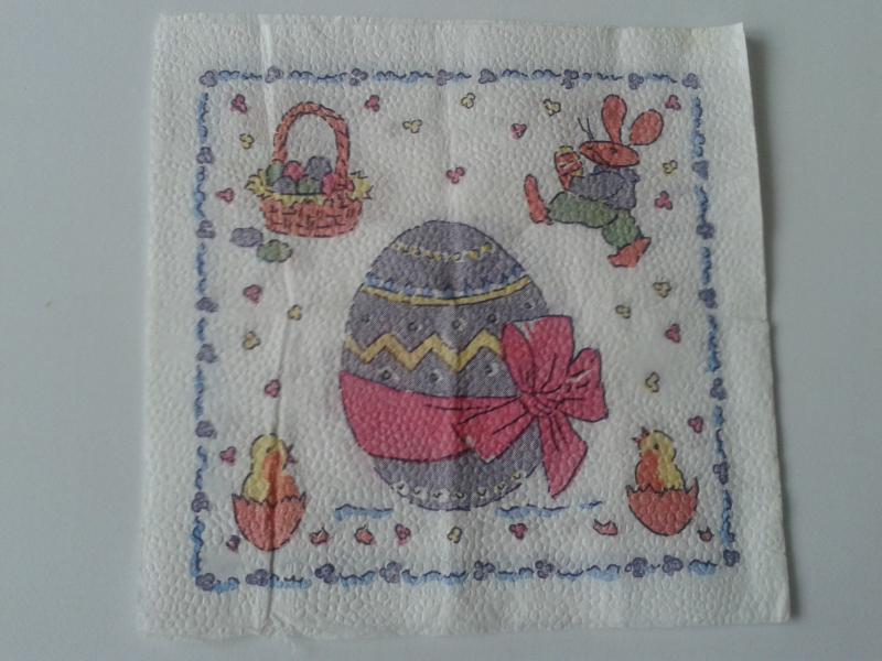 SZV47 Dekoupage - Retro: fehér alapon masnis tojás...1 rétegű szalvéta