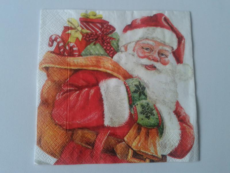 SZV64 Dekoupage - Mikulás hátizsákkal 3 rétegű szalvéta