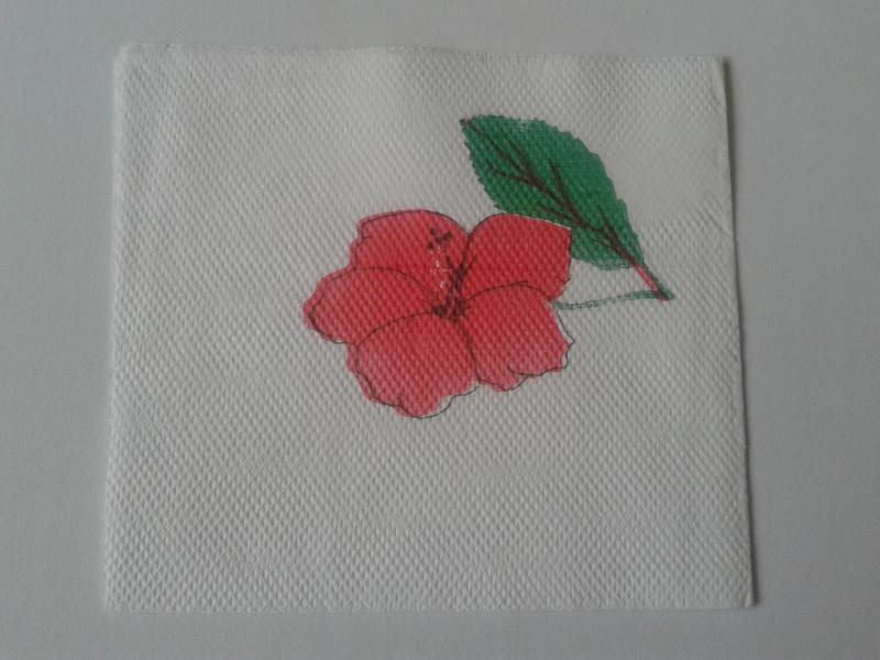 SZV66 Dekoupage - Retro: fehér alapon piros virág 1 rétegű szalvéta