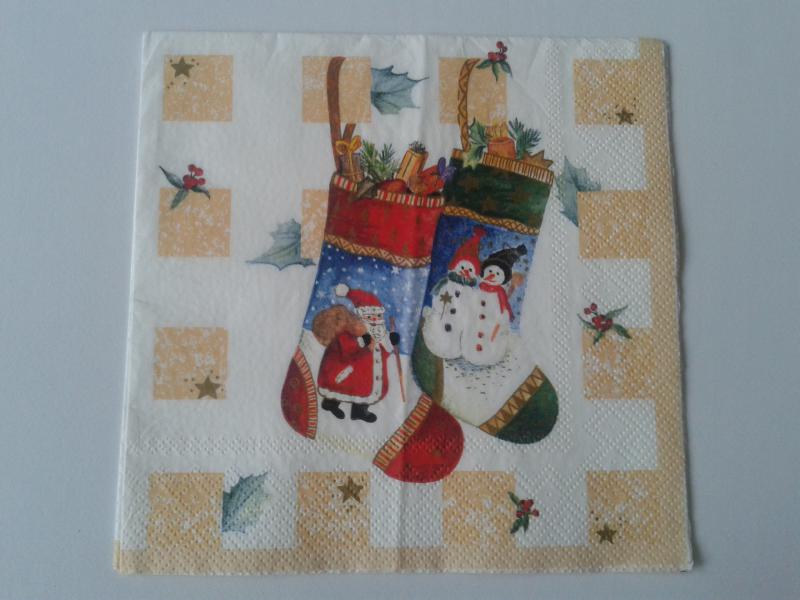 SZV69 Dekoupage - Mikulás csizmák 3 rétegű szalvéta