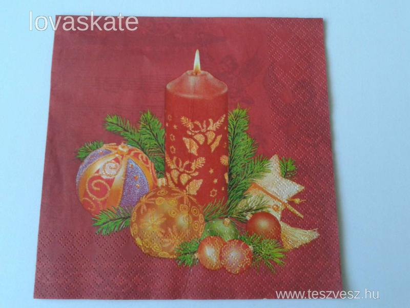 SZV73 Dekoupage - Bordó alapon asztalidísz 3 rétegű szalvéta