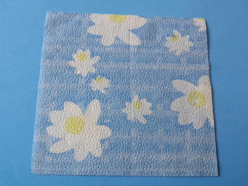 SZV95 Dekoupage - Retro: Kék alapon fehér virágok 1 rétegű szalvéta