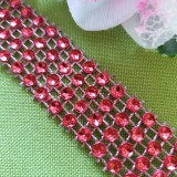 "Strasszköves" piros színű szalag 20mm